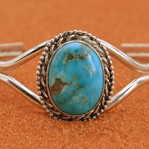 Türkis Armband-Manschette-Kingman-Damenschmuck-Navajo-Stil-Native American-Geschenk-massives Silber-Unikat