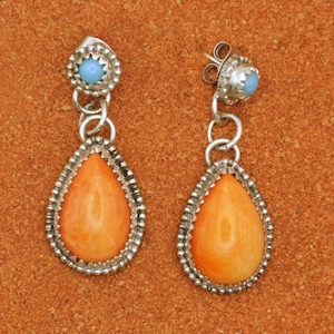 spiny oyster earrings-sterling silver-native american-gift jewelry-navajo style-woman earrings