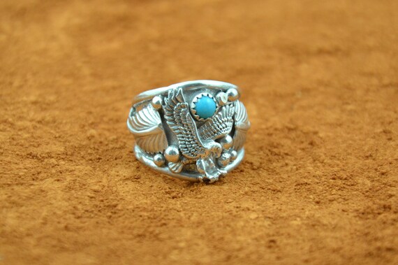 Eagle Turquoise Ring for Men Sterling Silver