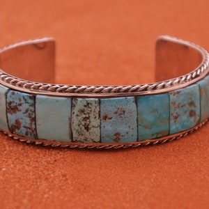 kingman turquoise cuff-sterling silver-native american-gift jewellery-man and woman-boho
