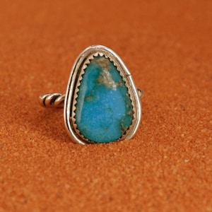 Turquoise & Sterling Silver Ring - Bobby Johnson - Size 8 - Etsy Turquoise & Sterling Silver Ring - Bobby Johnson - Size 8 - Etsy