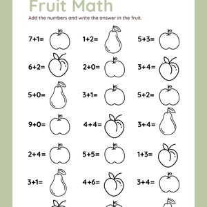 Fruit Math Worksheet