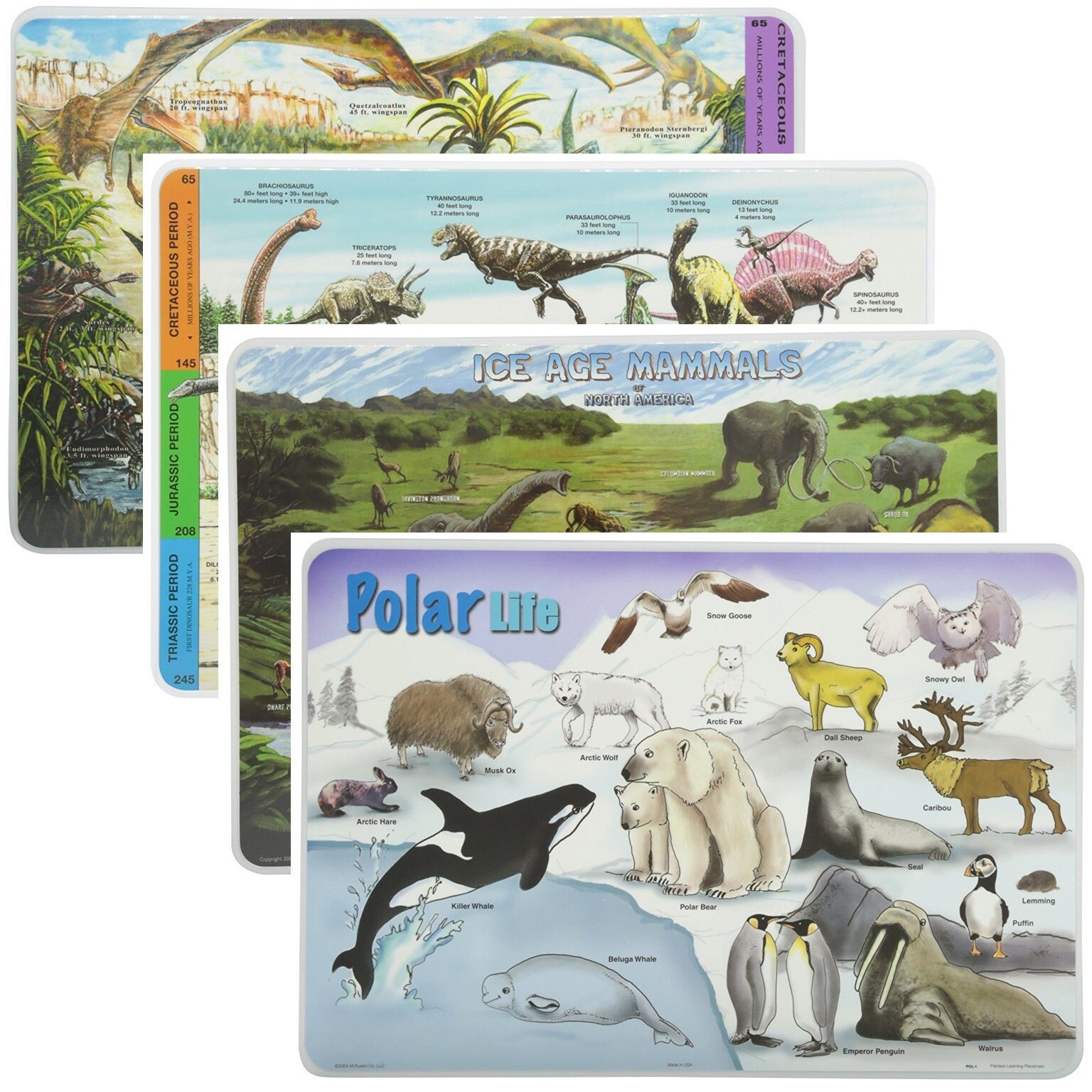 Painless Learning Educational Placemats Sets Dinosaurs Etsy