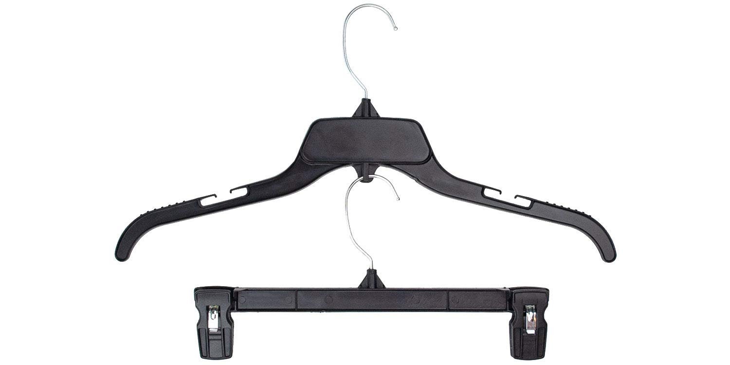 Hanger Central Plastic Pants & Skirt Hangers with Padded Pinch Clips, 10 in, 25 Pack, Size: 10 inch
