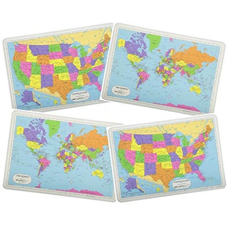 Painless Learning Educational Placemats Sets 2 USA Maps and 2 Etsy