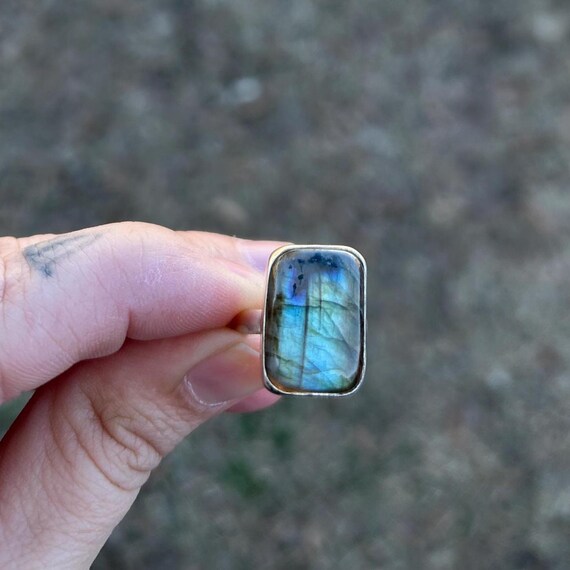 Labradorite ring, Sterling Silver Adjustable Ring… - image 3