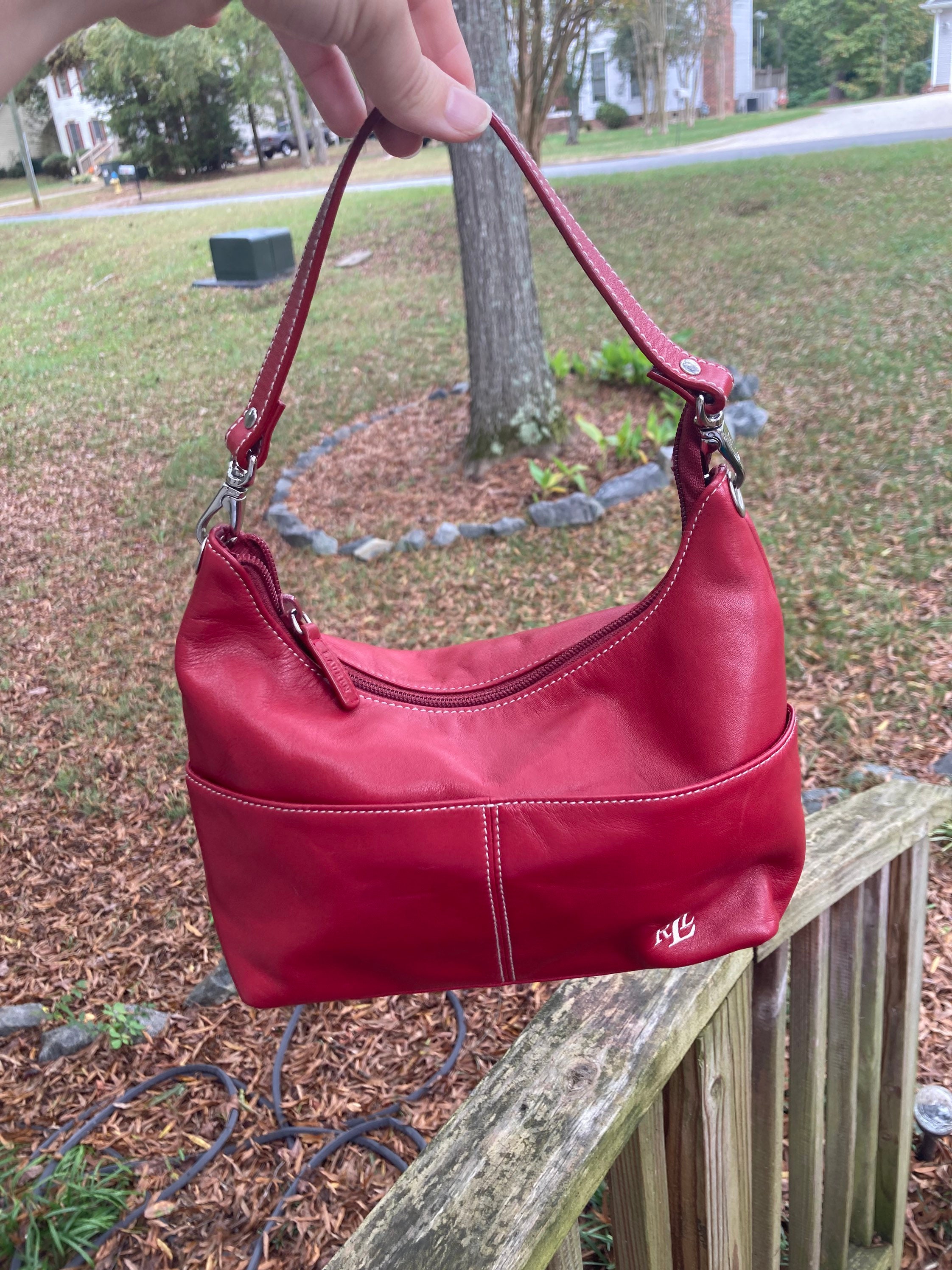 Vintage Red Leather Ralph Lauren RLL Hobo Handbag/red - Etsy