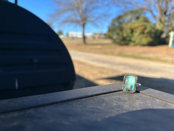 Labradorite ring, Sterling Silver Adjustable Ring… - image 1
