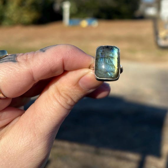Labradorite ring, Sterling Silver Adjustable Ring… - image 6