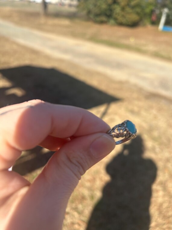 Turquoise Ring with Filigree, Scrollwork, Witchy … - image 2