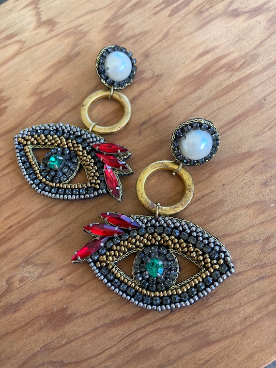 GORGEOUS Beaded Evil Eye Pierced Earrings/Protecti