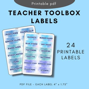 Classroom or Therapist Toolbox Labels | 24 Drawer Organizer Labels | Digital PDF