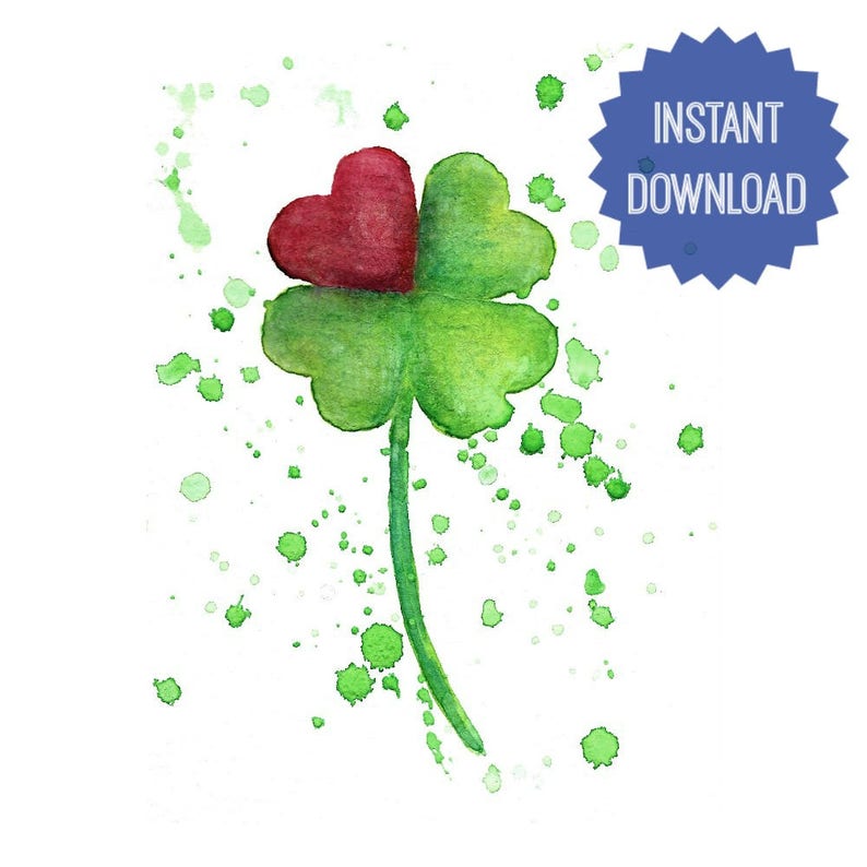 Printable 4 Leaf Clover, Watercolor Print, 4 Leaf Clover Artwork, Anniversary Present, Shower Present, Marriage Present, Nursery Decor, House Wall Artwork graphic regarding Printable 4 Leaf Clover referred to as Printable 4 Leaf Clover, Watercolor Print, 4 Leaf Clover Artwork, Anniversary Present, Shower Present, Wedding day Present, Nursery Decor, Residence Wall Artwork