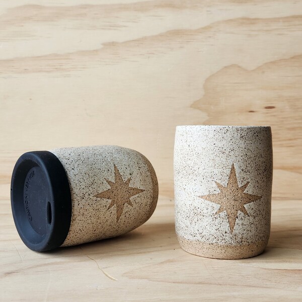 Vintage Star Pattern Ceramic Travel Mug