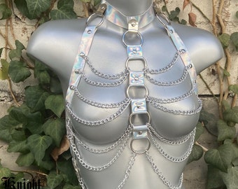 Silver holographic halter top, Rave Wear, Festival Fashion, Festival outfit, Rave Outfit, Rave clothing, Burning man costume