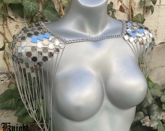 Silver Shoulder jewelry, Costume Jewelry, Body Jewelry, Rave jewelry, burning man accessory