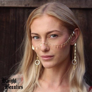 Face Chain, Gold Face Chain, Face Chain Jewelry, Face Chain Veil, Aphrodite&#39;s Royal Veil Gold Face Chain, rave wear, burning man accessory
