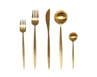 Matte Goa Gold Flatware 5 piece set