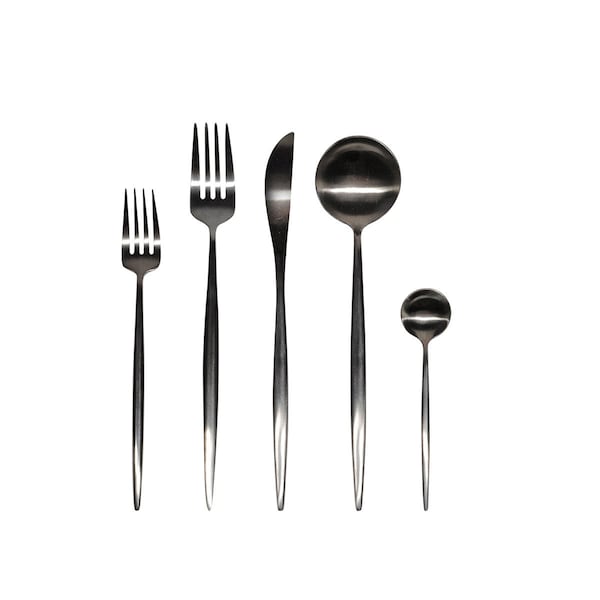 Matte Black Goa Flatware 5 piece set