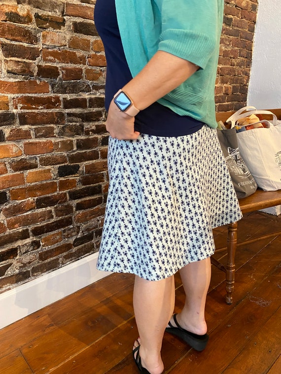 Lobster A line Skirt Cotton Jersey Flared Skirt Skirt for Travel Adjustable Length Knee or Calf Length Fold Over Waist Aqua Navy Etsy Ireland