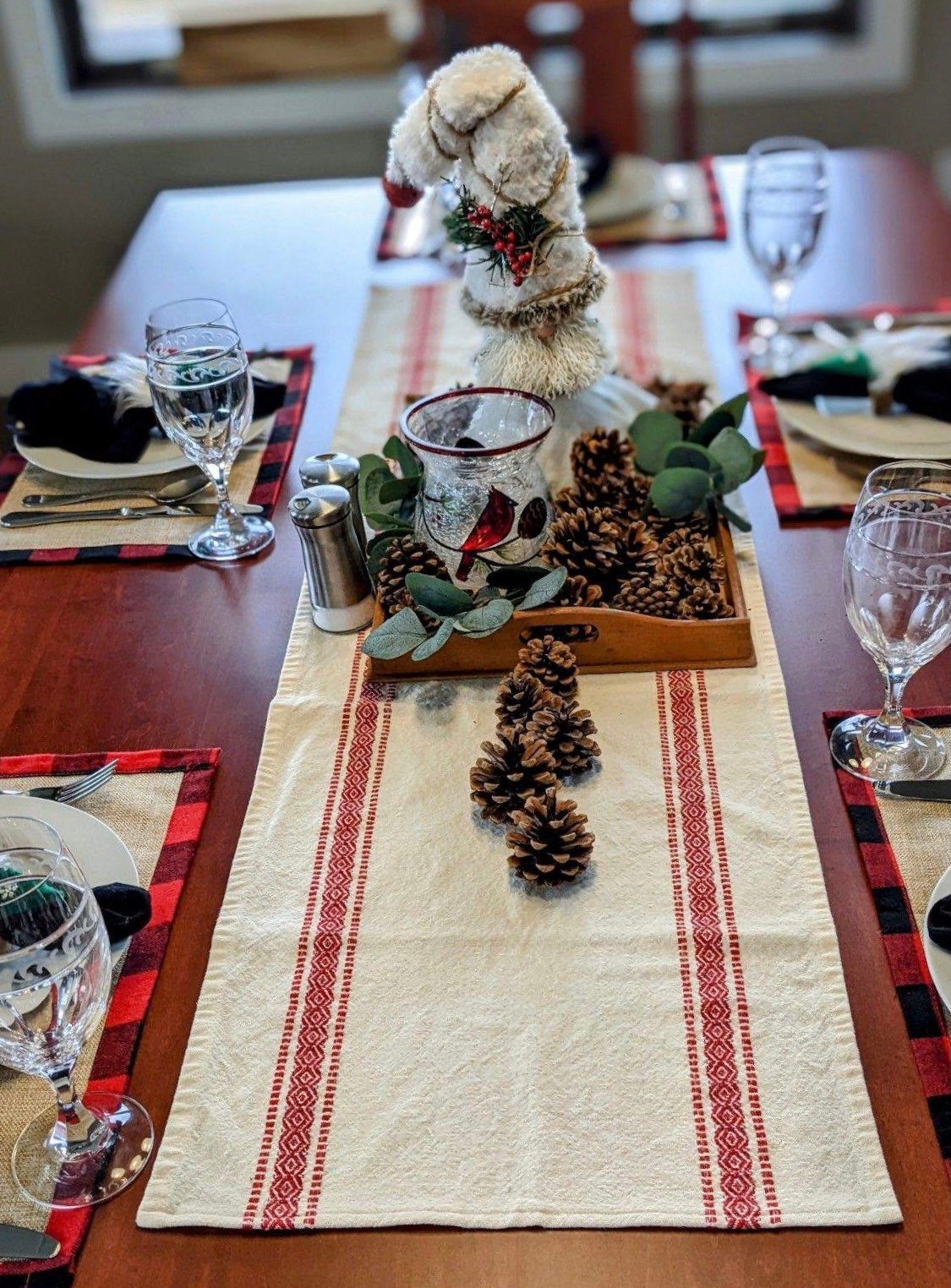 Chemin De Table Flocons Noël Verts 30X200 Cm - Chemin De Table En Vinyle - Décoration Table