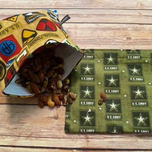 Army Reusable Sandwich Bag, Environmentally Friendly, Eco-Friendly, Washable Bag, Wet Bag, Food Bag, US Army, Army Rangers, Special Forces