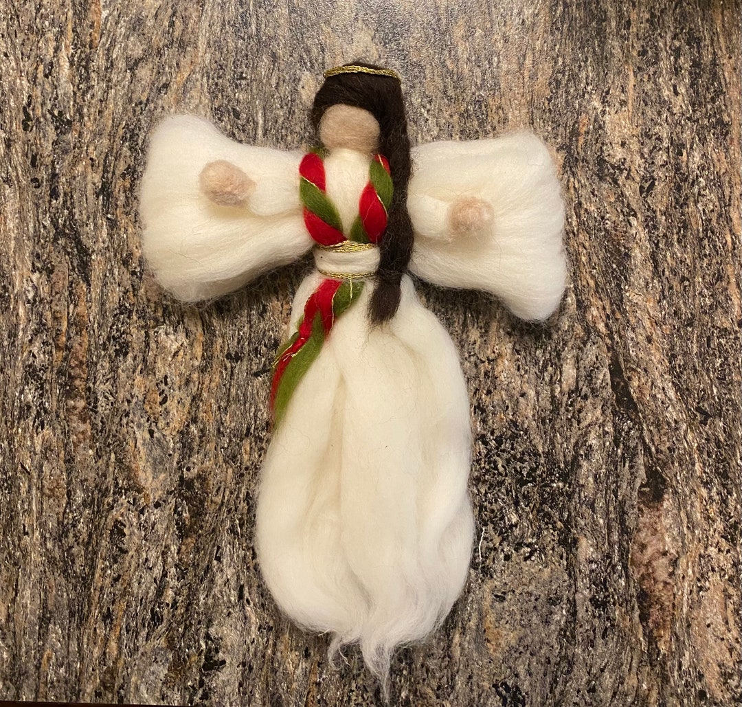 Merino Wool Roving Angel, Waldorf Montessori Christmas Angel, Needle