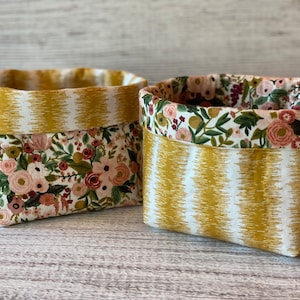 Rose Garden Party Fabric Basket, Rifle Paper Co Nesting Boxes, Reversible Cotton Bin, Anna Bond Garden Party Storage Basket, Foldable
