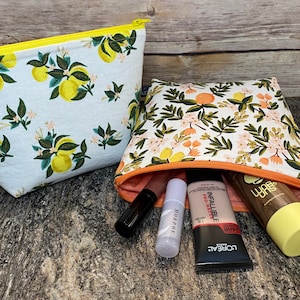 Primavera Zipper Pouch, Rifle Paper Co. Bag, Rifle Paper Makeup Bag, Lemon Toiletry Pouch, Citrus Floral Pouch