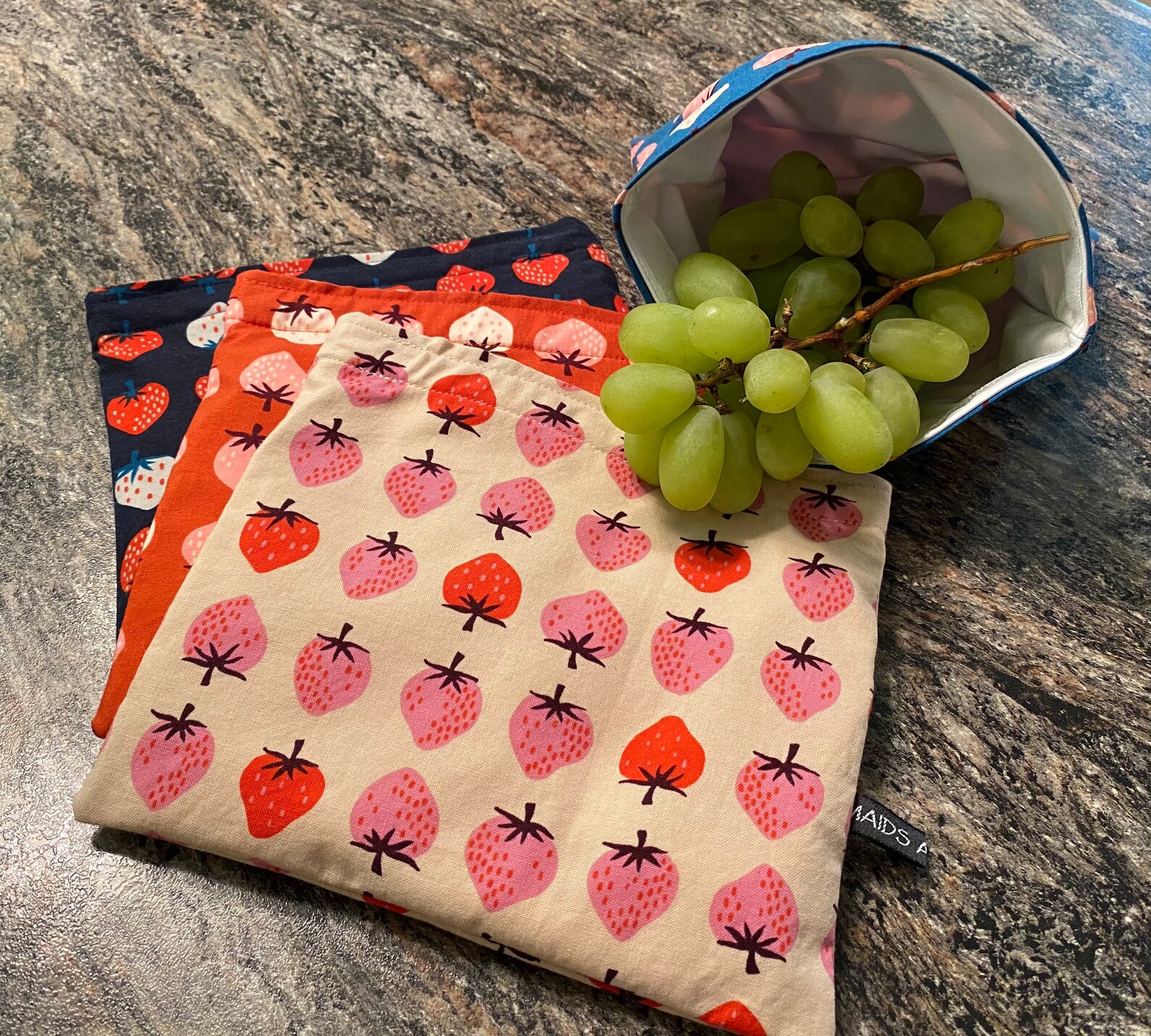 Strawberry Velcro Bag Yours Truly Reusable Food Bag Ruby Etsy