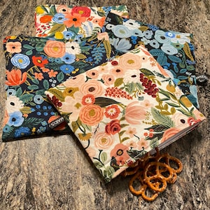 Garden Party Bag, Rifle Paper Co. Bag, Reusable Sandwich Bag, Environmentally Friendly Food Pouch, Eco-Friendly, Makeup Bag