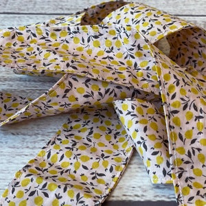 Lemon Skinny Scarf, Liberty of London Tana Lawn Ponytail Scarf, Handbag and Hat Accessory