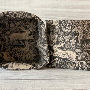 Rabbit Storage Basket, Woodland Decor Gift, Cotton Linen Fabric Pod ...