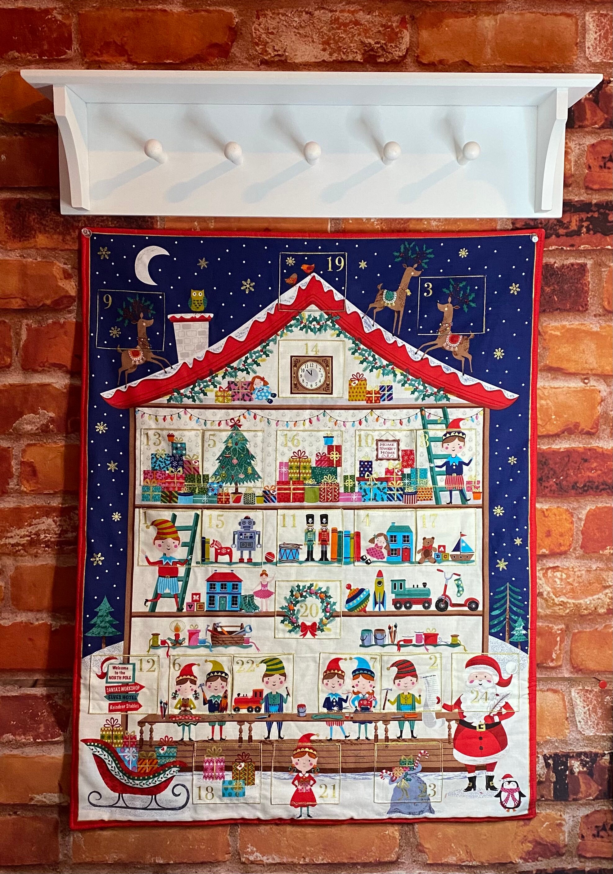Advent Calendar Santa & Elves Quilted Wall Hanging Heirloom Etsy