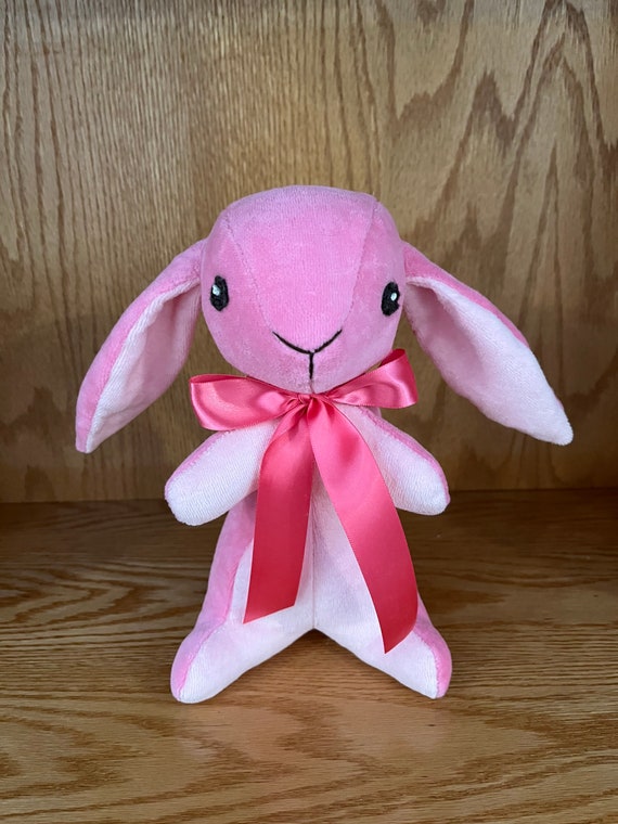Velour Rabbit, Stuffed Rabbit, Velour, Satin Ribbon, Easter Rabbit