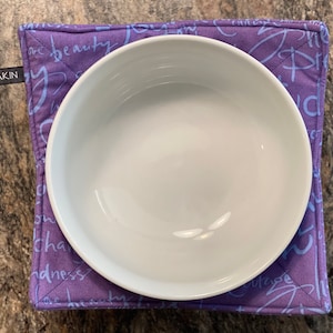 Live Love Bowl Cozy, Soup Bowl Cozy, Microwave Bowl Cozy, Reversible Cozy, Soup Bowl Hot Pad, Quilted Fabric Bowl, Ice Cream Cozy