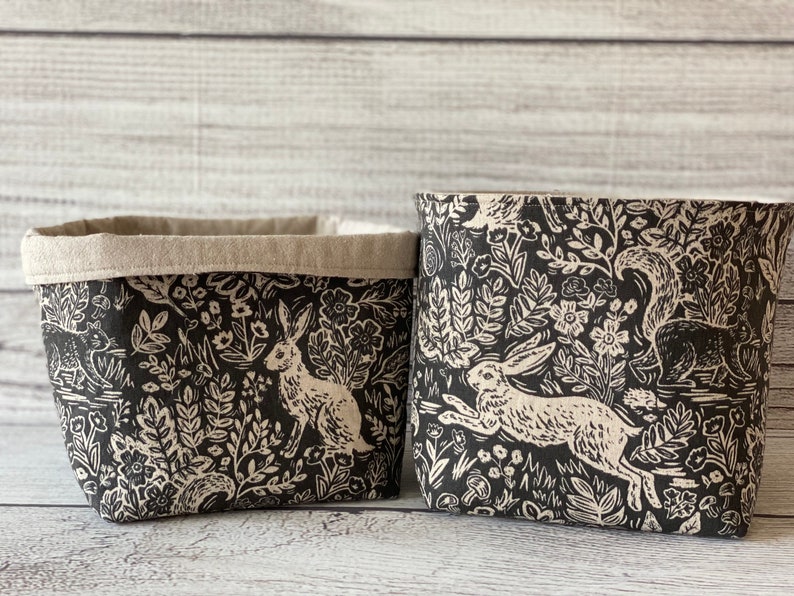 Rabbit Storage Basket Woodland Decor Gift Cotton Linen - Etsy