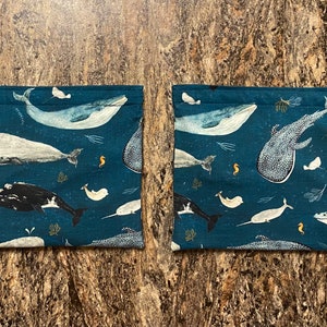 Whale Reusable Food Bag, Sandwich & Snack Bag, Ocean Lover Gift, Wet Bag, Eco Friendly