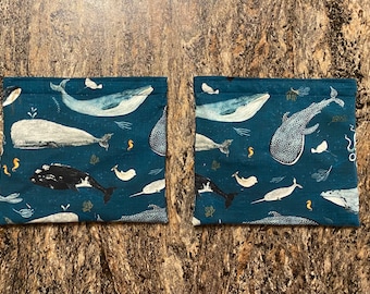 Bolsa reutilizable de comida, sándwich y refrigerio con diseño de ballena, regalo para amantes del océano, bolsa impermeable, ecológica