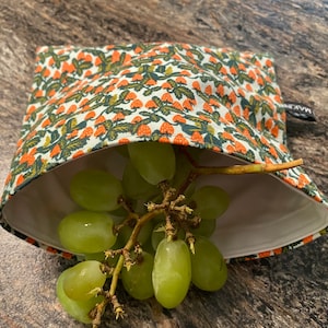 Primavera Strawberry Reusable Food Bag, Rifle Paper Co Pouch, Snack Bag