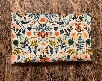 Wildwood Snack or Sandwich Bag, Rifle Paper Co Reusable Food Bag, Hook & Loop Tape Pouch, Floral Wet Bag, Eco Friendly Lunch, School Lunch