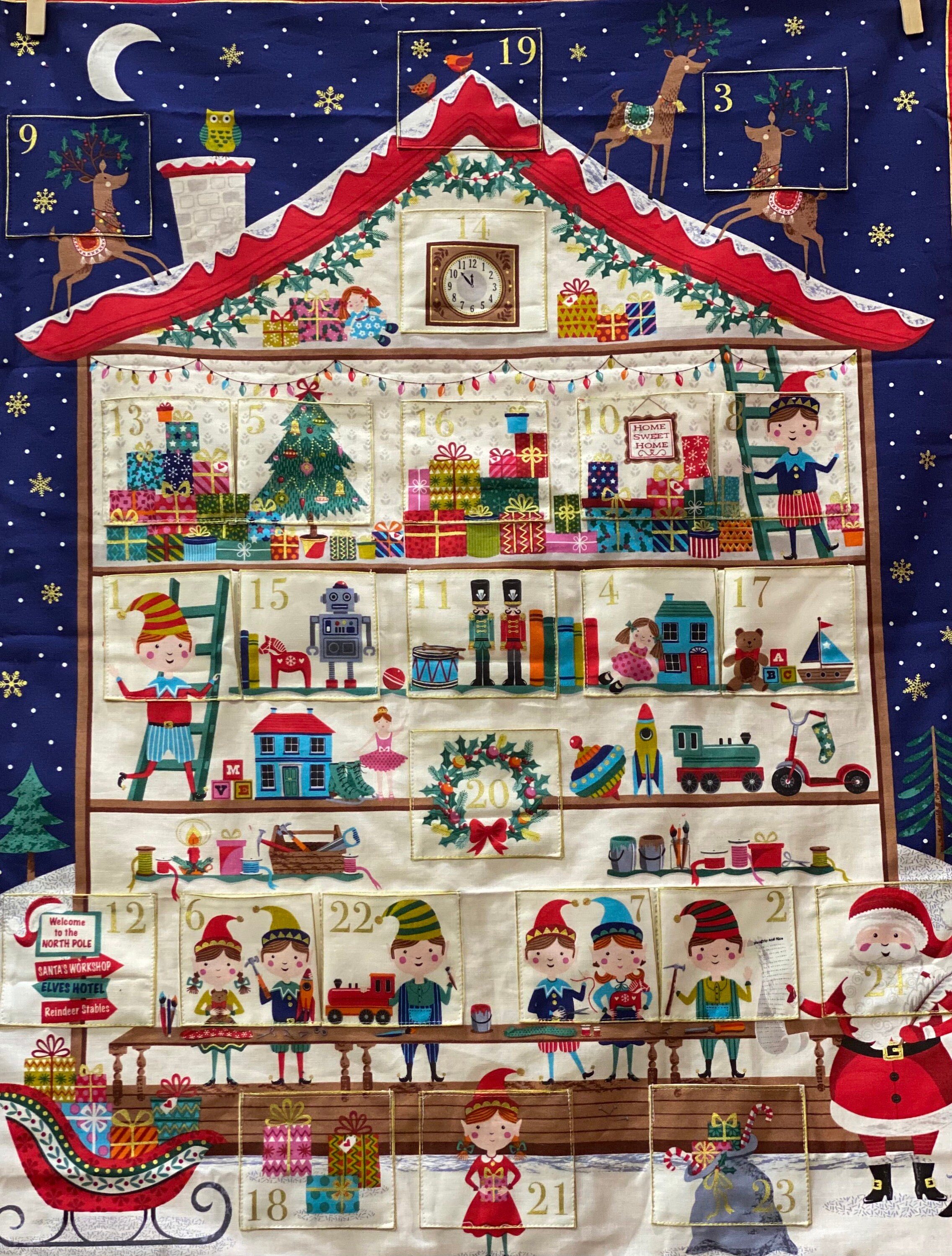 Advent Calendar Santa & Elves Quilted Wall Hanging Heirloom Etsy