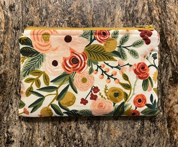Garden Party Zipper Pouch, Rifle Paper Co Bag, Floral Cotton Pouch