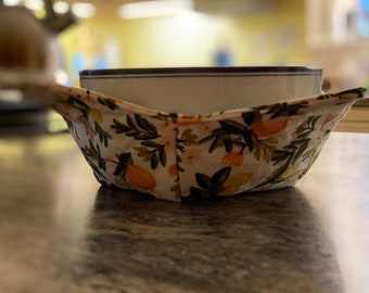 Citrus Floral Bowl Cozy, Microwave Bowl Cozy, Rifle Paper Co, Citrus in Cream, Lemon Bowl Cozy, Orange Bowl Cozy, Ice Cream Cozy