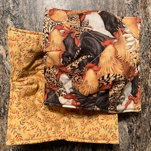 Chicken Bowl Cozies, Reversible Bowl Cozy, Rooster Cozy, Microwave Bowl Cozy