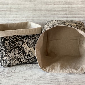 Rabbit Storage Basket, Woodland Decor Gift, Cotton Linen Fabric Pod ...