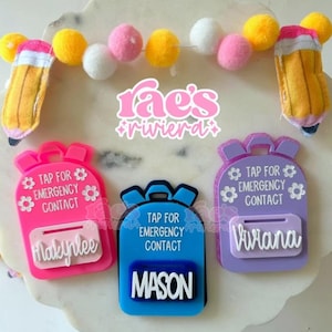 Emergency Contact Backpack Tag | Fast Shipping | Acrylic  NFC Backpack Tag | NFC Keychain | Emergency Contact NFC Keychain