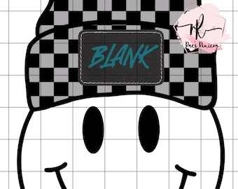 Checkered beanie smile png | smile with beanie | smile with beanie and patch png | download | sublimation