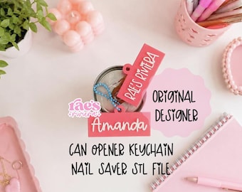 Personalized Keychain Can Opener | 3D Printed Nail Saver | 3D printed Can Opener Keychain SILHOUETTE STL File