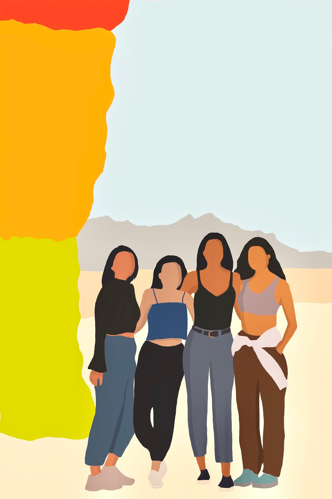 Custom Portrait With Background Printable Art Portrait | Etsy